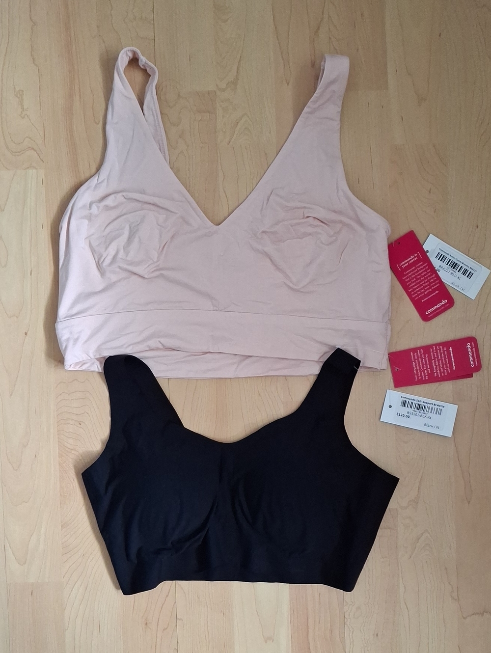 NWT Commando XL Bralettes - Soft Support in Black & Butter Comfy in Blush